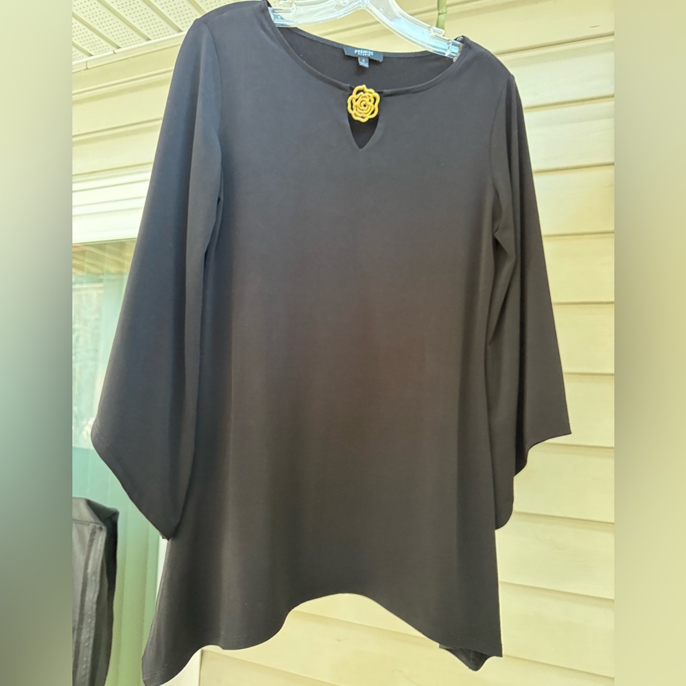 Premise Black Tunic with Gold Rose Detail